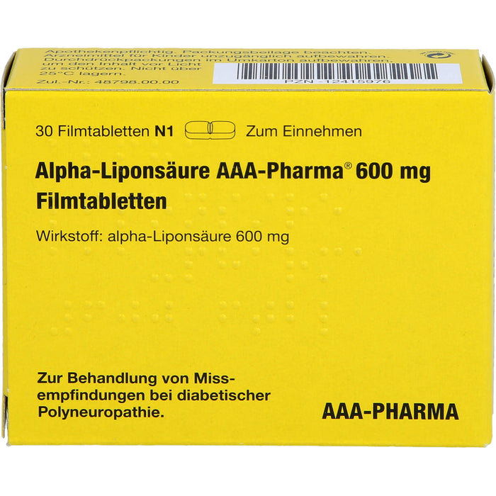 Alpha-Liponsäure AAA-Pharma 600 mg Filmtabletten, 30 St. Tabletten