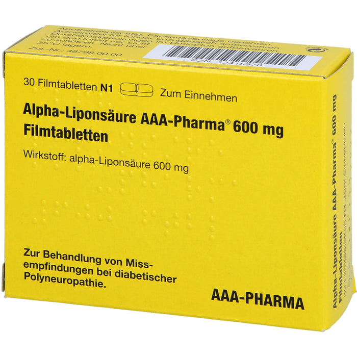 Alpha-Liponsäure AAA-Pharma 600 mg Filmtabletten, 30 St. Tabletten