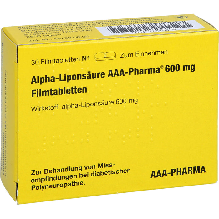 Alpha-Liponsäure AAA-Pharma 600 mg Filmtabletten, 30 St. Tabletten