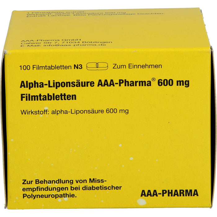 Alpha-Liponsäure AAA-Pharma 600 mg Filmtabletten, 100 pcs. Tablets