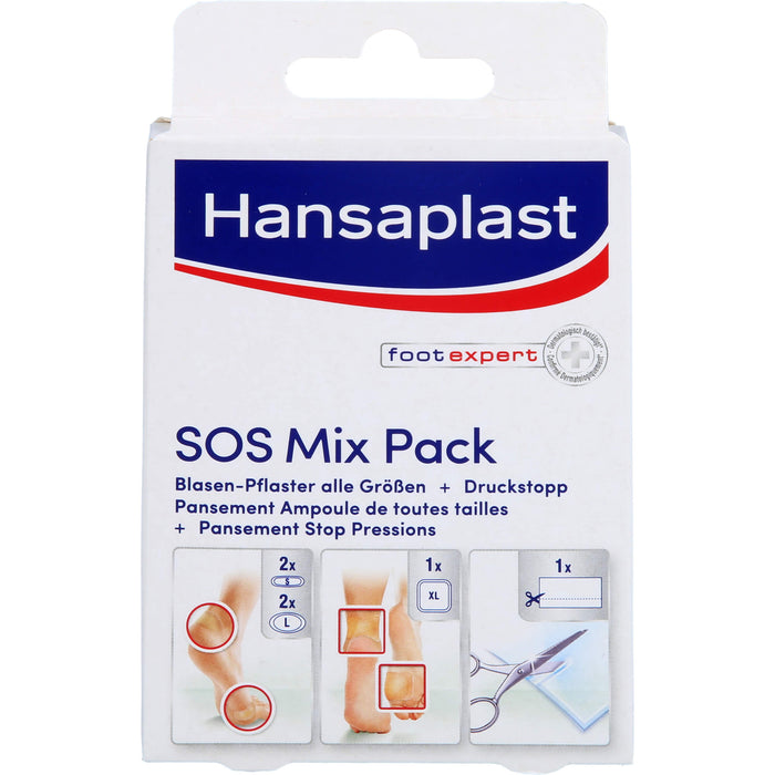 Hansaplast SOS Mix Pack Blasenpflaster alle Größen + Druckstopp Pflaster, 6 pc Pansement