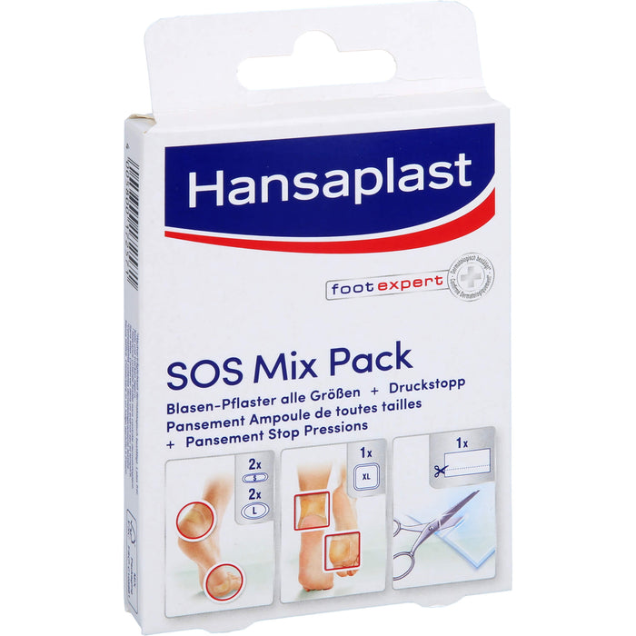 Hansaplast SOS Mix Pack Blasenpflaster alle Größen + Druckstopp Pflaster, 6 pc Pansement