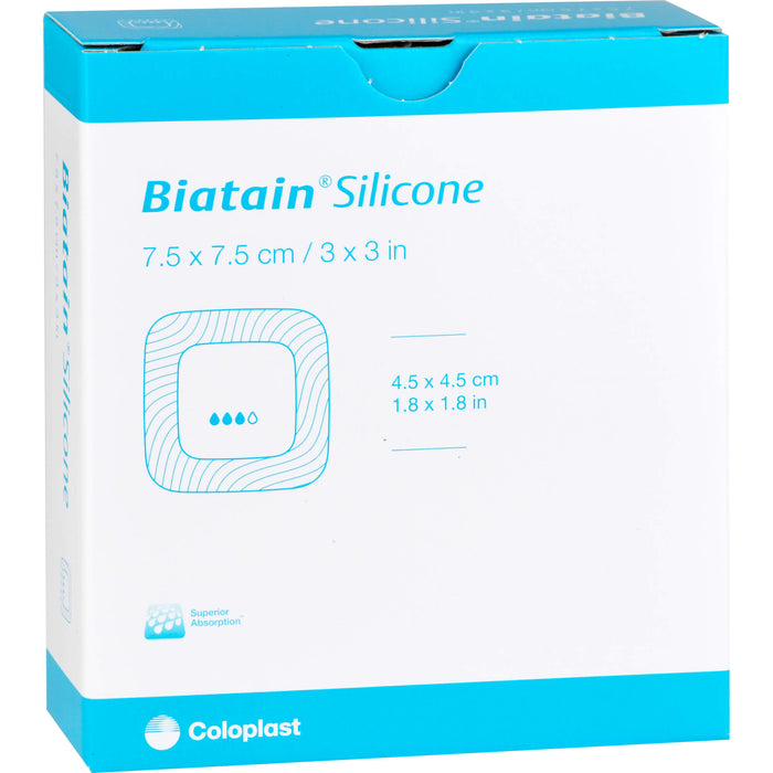 BIATAIN Silicone Schaumverband 7,5x7,5 cm, 10 St VER