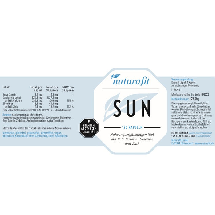 naturafit Sun Kapseln, 120 pcs. Capsules