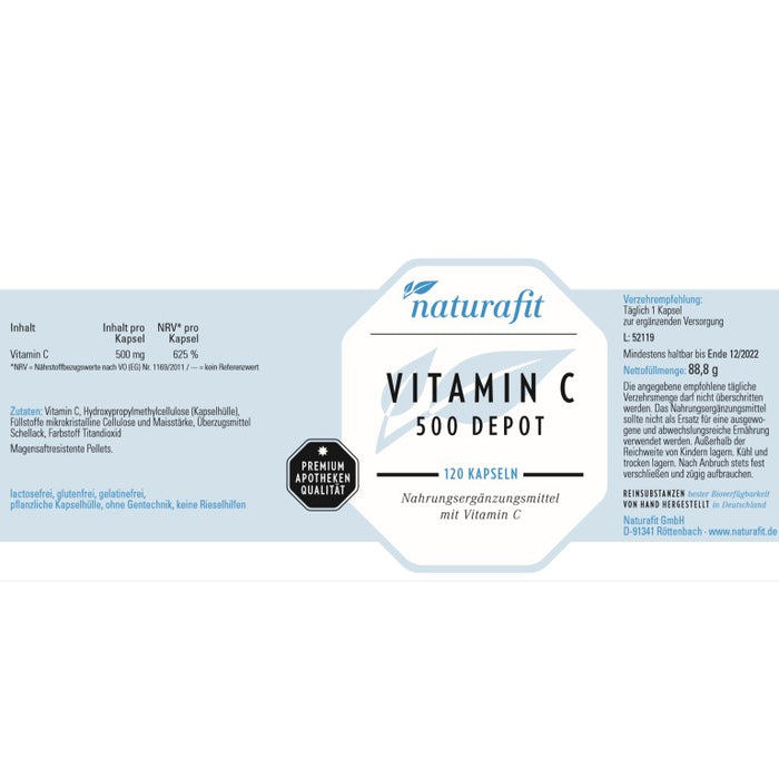 naturafit Vitamin C 500 Depot Kapseln, 120 St. Kapseln