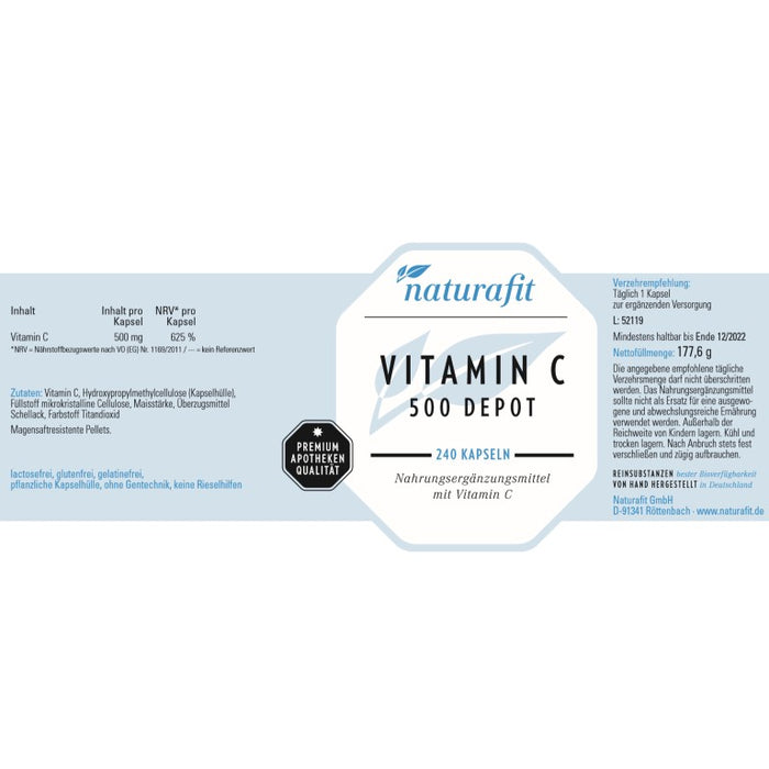 naturafit Vitamin C 500 Depot Kapseln, 240 pc Capsules