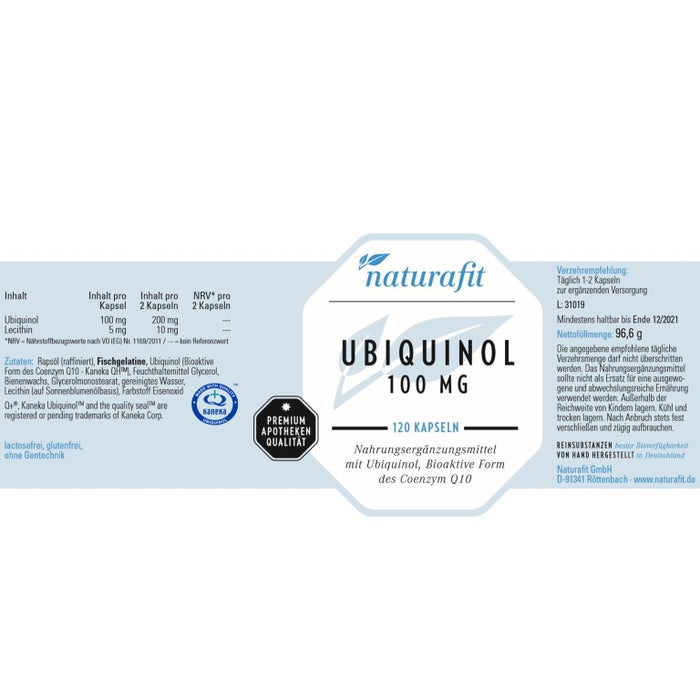 naturafit Ubiquinol 100 mg Kapseln, 120 pc Capsules