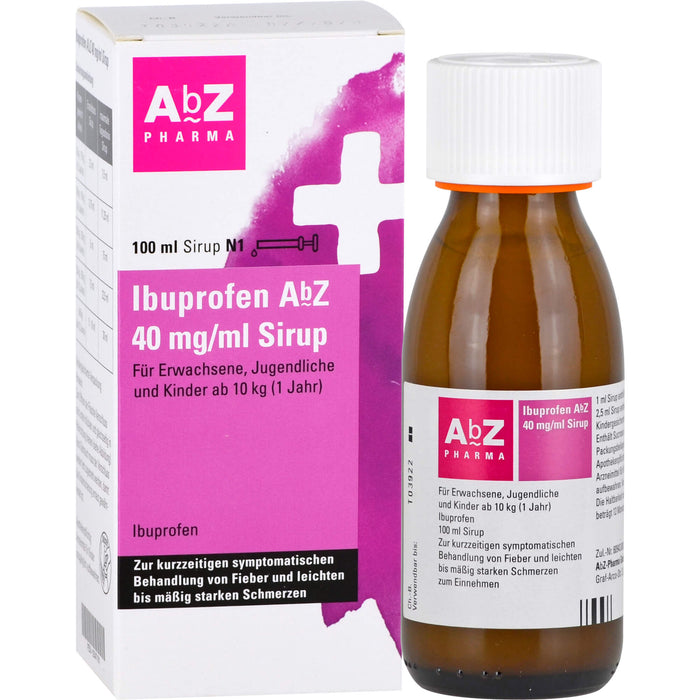 Ibuprofen AbZ 40 mg/ml Sirup bei Fieber und Schmerzen, 100 ml Solution