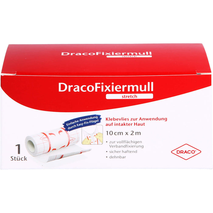 DracoFixiermull stretch hypoallergenes Klebevlies 10 cm x 2 m, 1 St. Pflaster