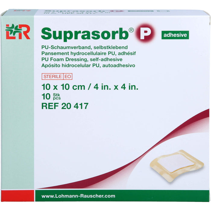 Suprasorb P PU-Schaumv.10x10 cm selbstklebend, 10 St VER