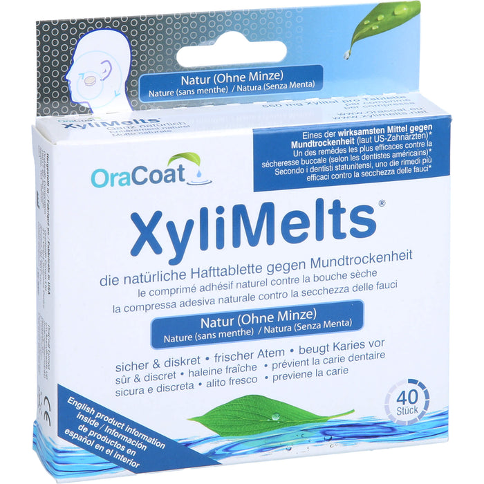 OraCoat XyliMelts Hafttabletten ohne Minze gegen Mundtrockenheit, 40 pcs. Tablets