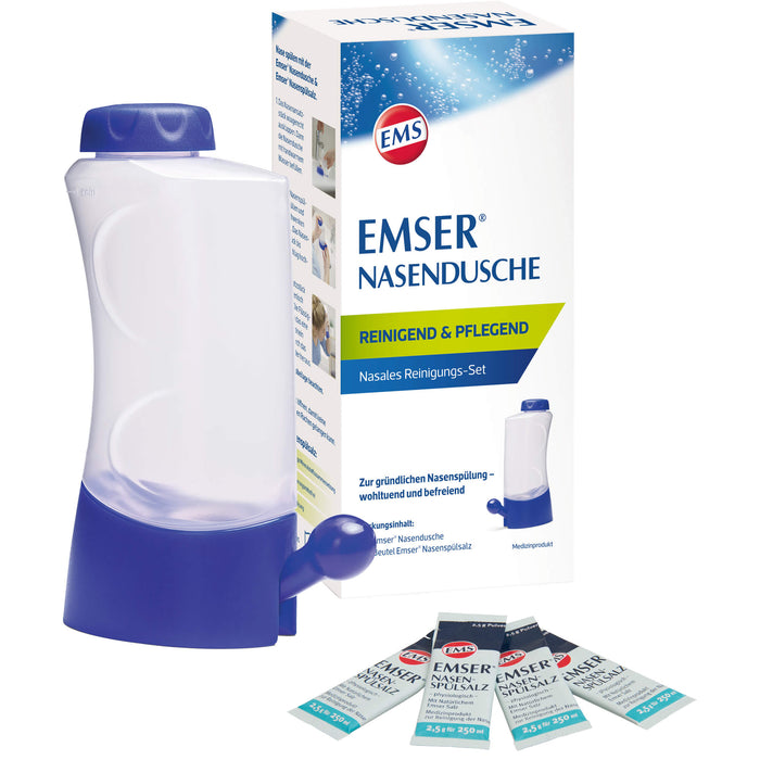 EMSER Nasendusche nasales Reinigungs-Set mit Spülsalz-Beuteln, 1 pc Douche nasale