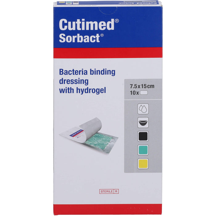 Cutimed Sorbact Gel bakterienbindende Kompresse mit Hydrogel 7,5 cm x 15 cm, 10 St. Kompressen