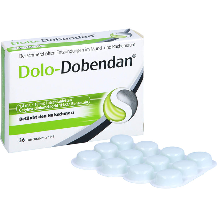 DOLO-DOBENDAN Lutschtabletten bei starken Halsschmerzen mit betäubender Wirkung, 36 pcs. Tablets