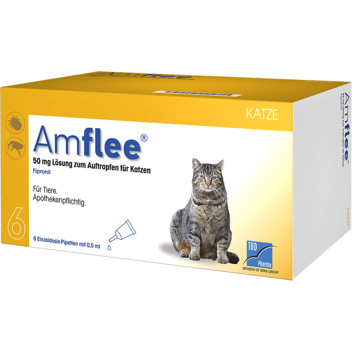 Amflee 50 mg Lösung zum Auftropfen für Katzen, 6 pcs. Ampoules