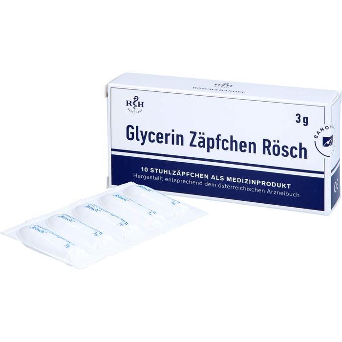 Glycerin Zäpfchen Rösch, 10 pc Suppositoires