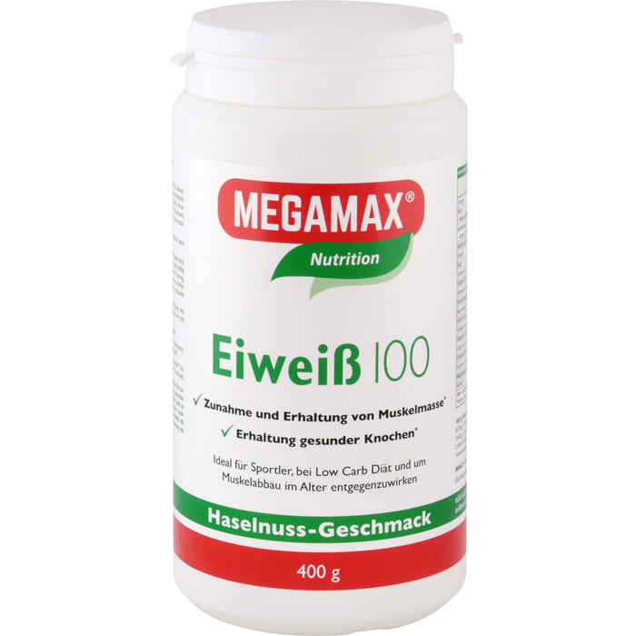 MEGAMAX Nutrition Eiweiß 100 Pulver Haselnuss-Geschmack, 400 g Poudre