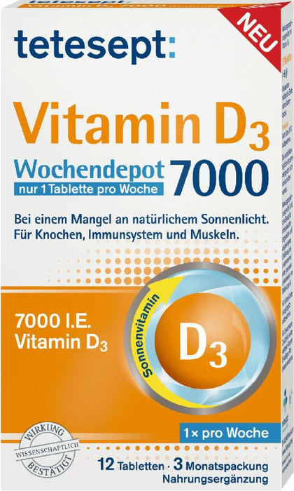 tetesept Vitamin D3 7000 Wochendepot, 12 St FTA