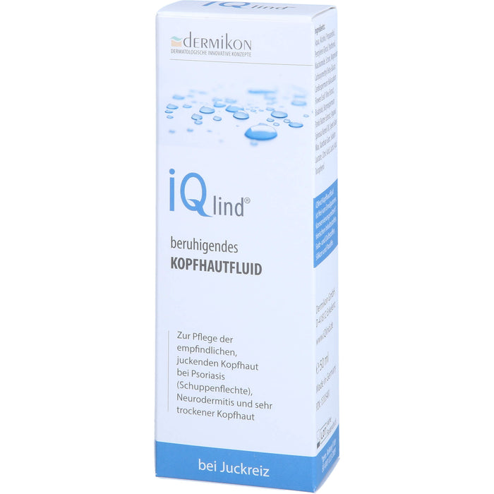 iQlind beruhigendes Kopfhautfluid zur Pflege der empfindlichen, juckenden Kopfhaut bei Psoriasis (Schuppenflechte), Neurodermitis und sehr trockener Kopfhaut, 50 ml Lösung