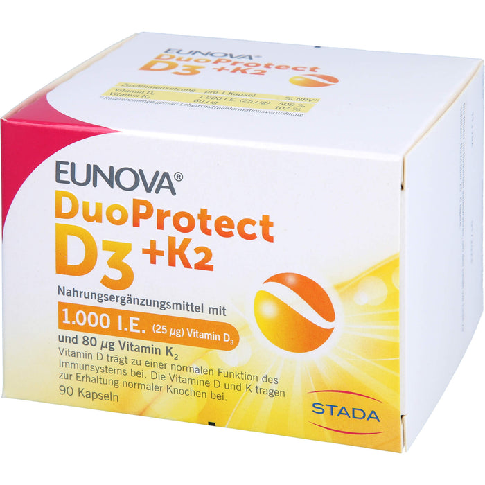 EUNOVA DuoProtect D3+K2 1000 I.E. / 80 µg Kapseln, 90 pc Capsules