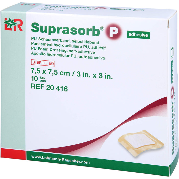 Suprasorb P PU-Schaumverb.7,5x7,5 cm selbstklebend, 10 St VER