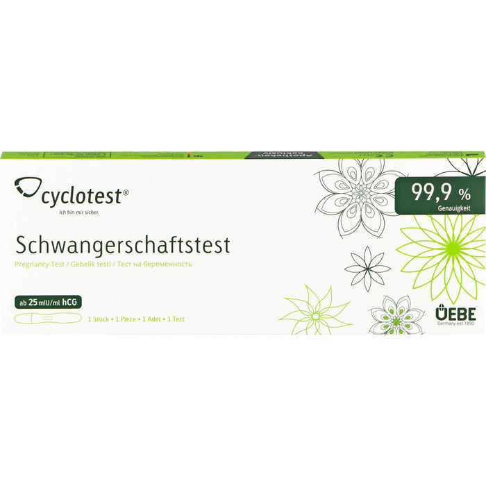 cyclotest Schwangerschaftstest ab 25 mlU/ml hCG, 1 pcs. Test