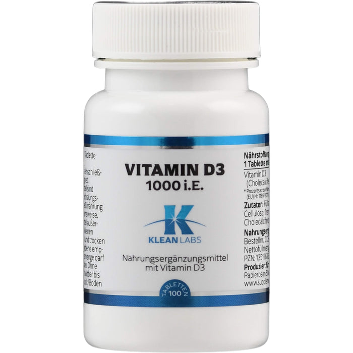 KLEAN LABS Vitamin D3 1000 i.E. Tabletten, 100 St. Tabletten