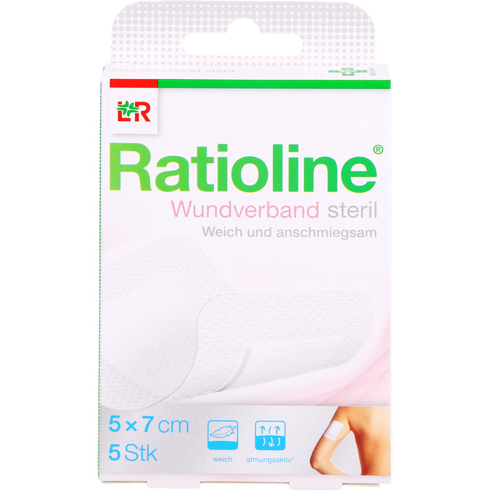 Ratioline Wundverband 7x5 cm steril, 5 pc Pansements