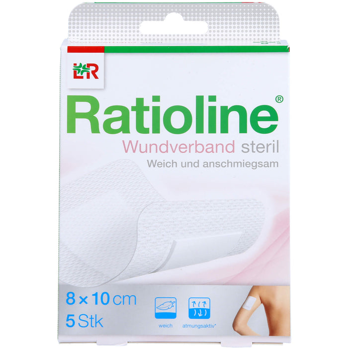 Ratioline Wundverband 10 cm x 8 cm steril, 5 pc Pansements