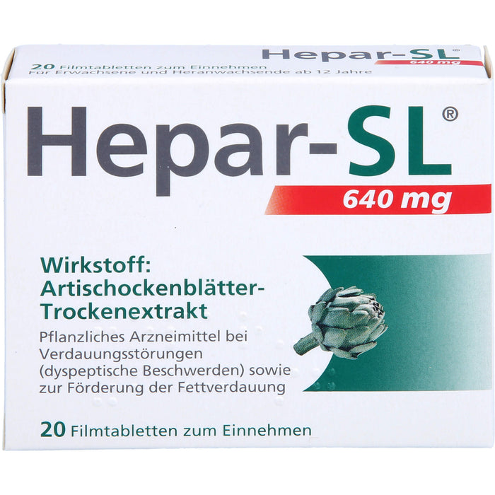 Hepar-SL 640 mg Filmtabletten bei Verdauungsstörungen, 20 pcs. Tablets