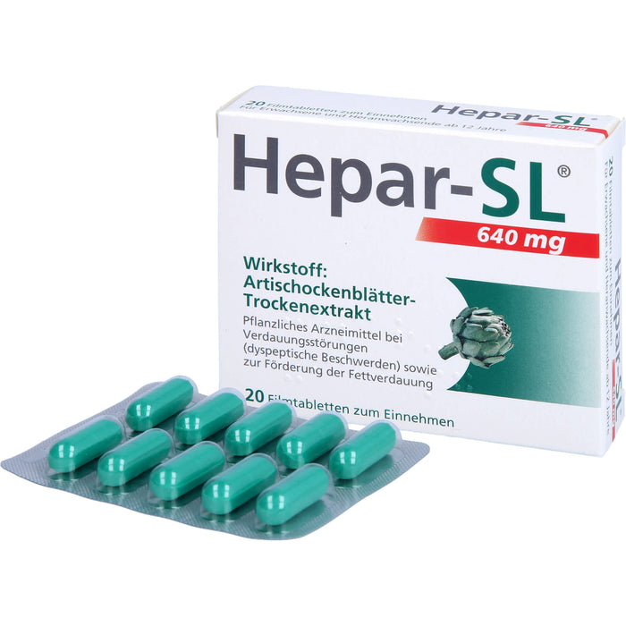 Hepar-SL 640 mg Filmtabletten bei Verdauungsstörungen, 20 pcs. Tablets