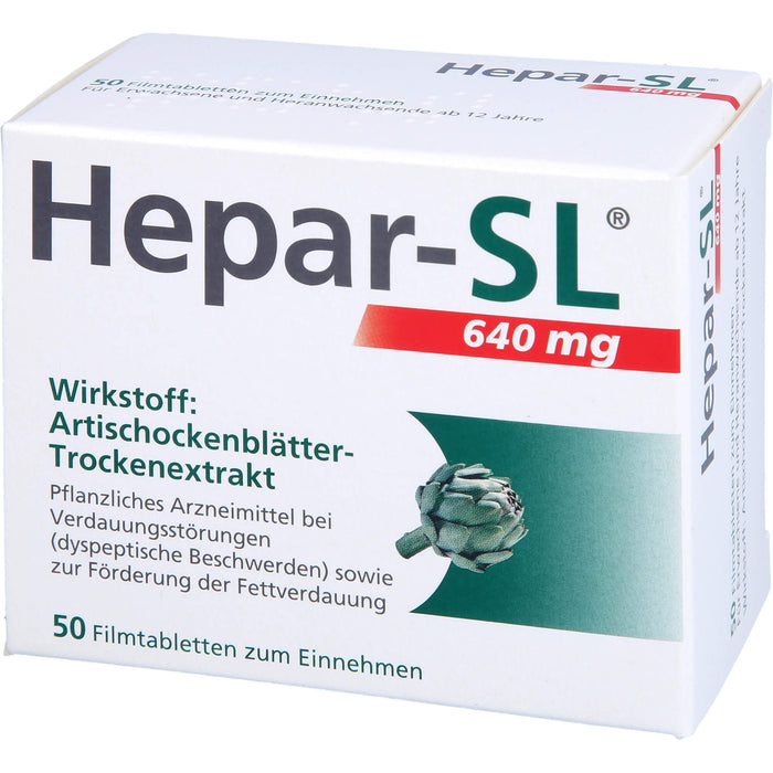 Hepar-SL 640 mg Filmtabletten bei Verdauungsstörungen, 50 pcs. Tablets