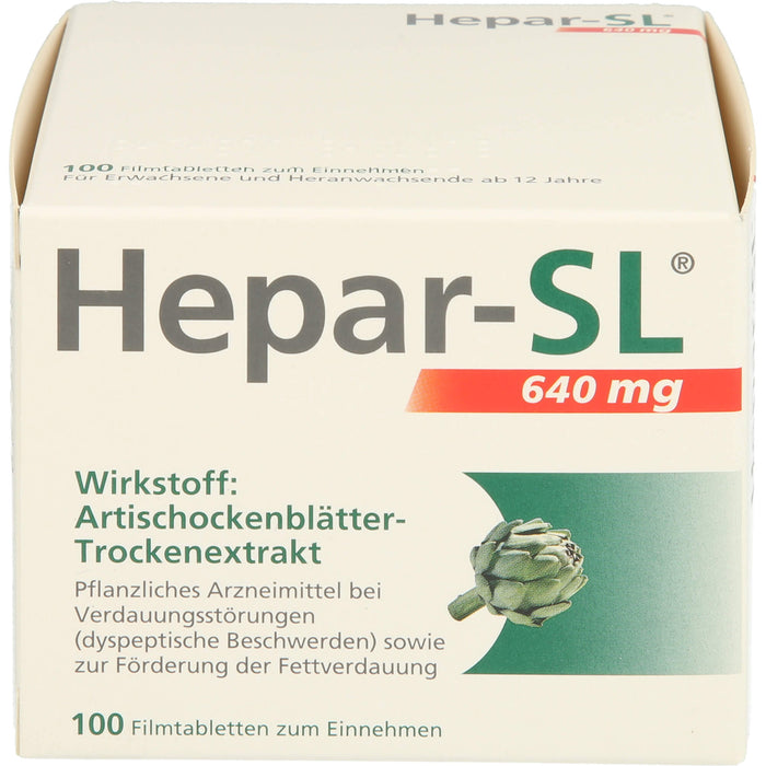 Hepar-SL 640 mg Artischockenblätter-Trockenextrakt Filmtabletten, 100 pc Tablettes