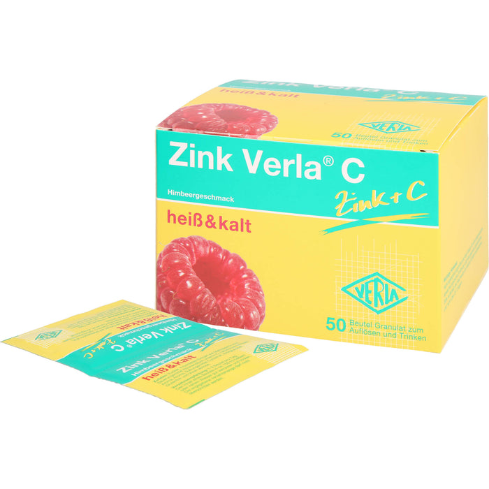 Zink Verla C Himbeer-Geschmack heiß & kalt Granulat, 50 pcs. Sachets