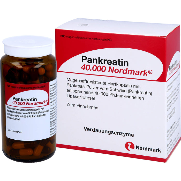 Pankreatin 40.000 Nordmark Hartkapseln Verdauungsenzyme, 200 St. Kapseln