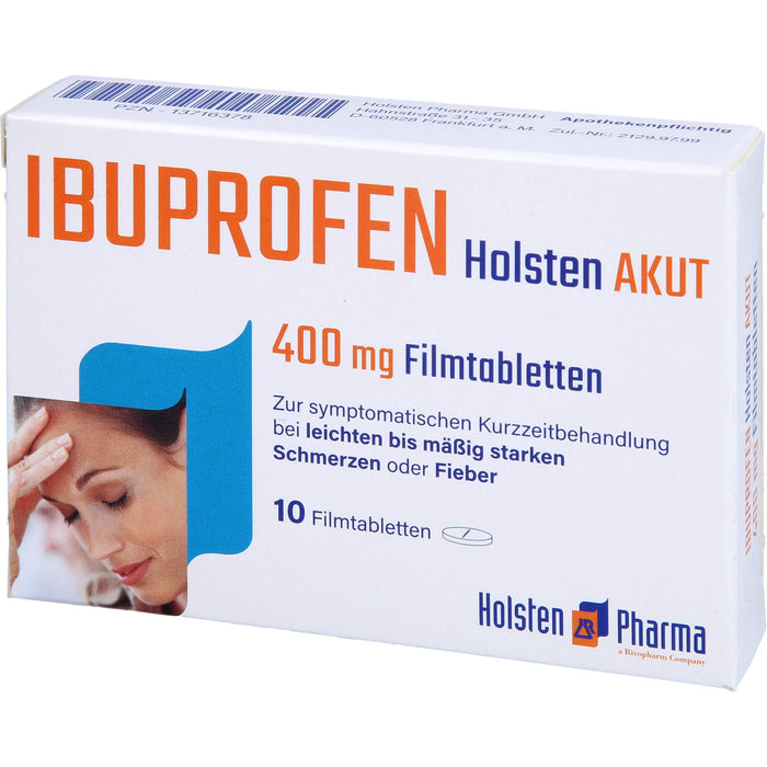 Ibuprofen Holsten akut 400 mg Filmtabletten, 10 St. Tabletten