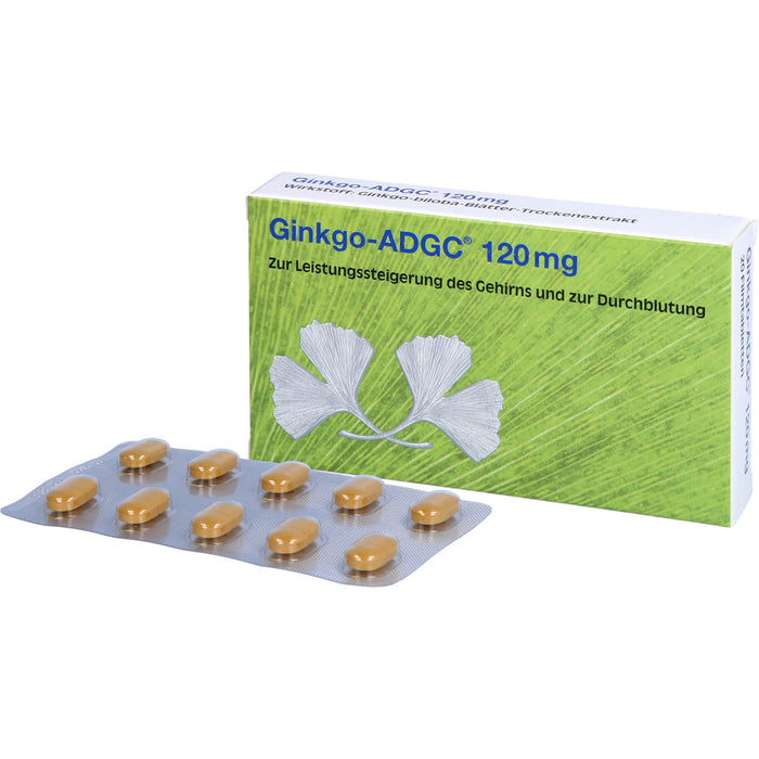 Ginkgo-ADGC 120 mg Filmtabletten zur Leistungssteigerung des Gehirns und zur Durchblutung, 20 pcs. Tablets