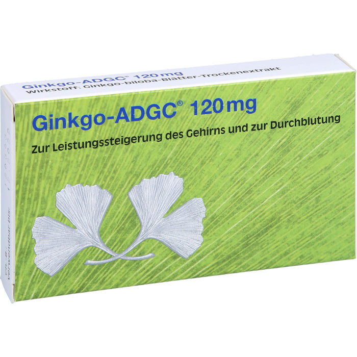 Ginkgo-ADGC 120 mg Filmtabletten zur Leistungssteigerung des Gehirns und zur Durchblutung, 20 pcs. Tablets