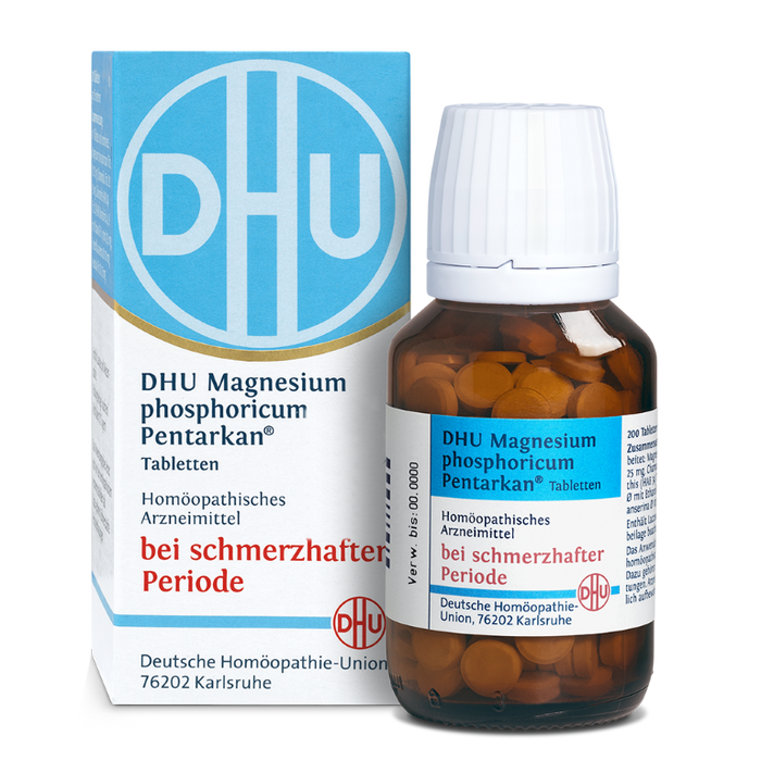 DHU Magnesium phosphoricum Pentarkan, Natürliche Hilfe bei Periodenschmerzen – das Original – umweltfreundlich im Arzneiglas, 200 pcs. Tablets