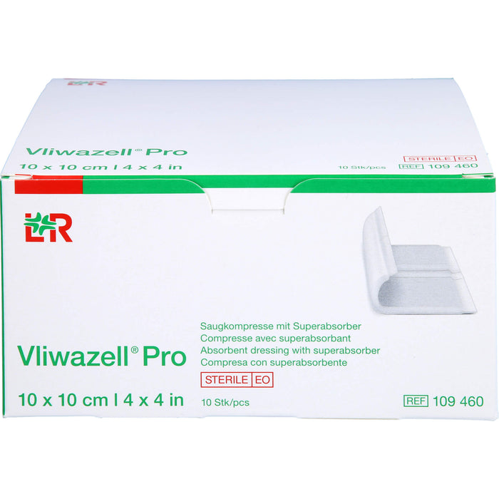 Vliwazell Pro superabsorb. steril 10x10 cm, 10 St KOM