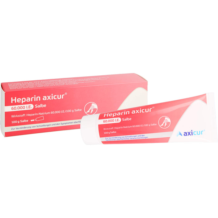 Heparin axicur 60.000 I.E. Salbe zur Verminderung von Schwellungen und den Symptomen oberflächlicher Venenentzündungen, 100 g Ointment