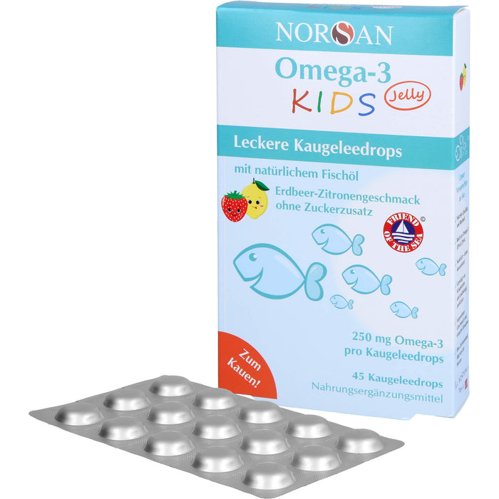 NORSAN Omega-3 Kids Jelly leckere Kaugeleedrops, 45 St. Tabletten