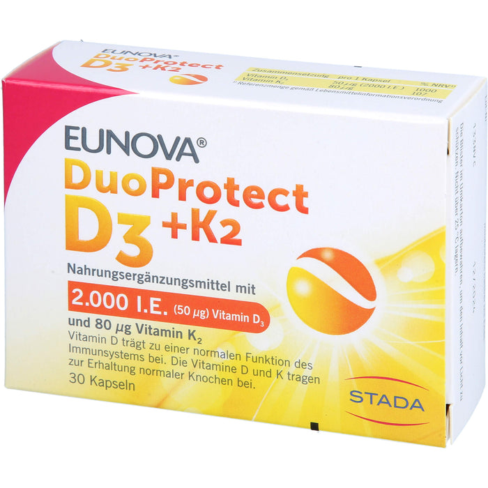 EUNOVA DuoProtect D3+K2 2000 I.E./80 µg Kapseln, 30 pc Capsules