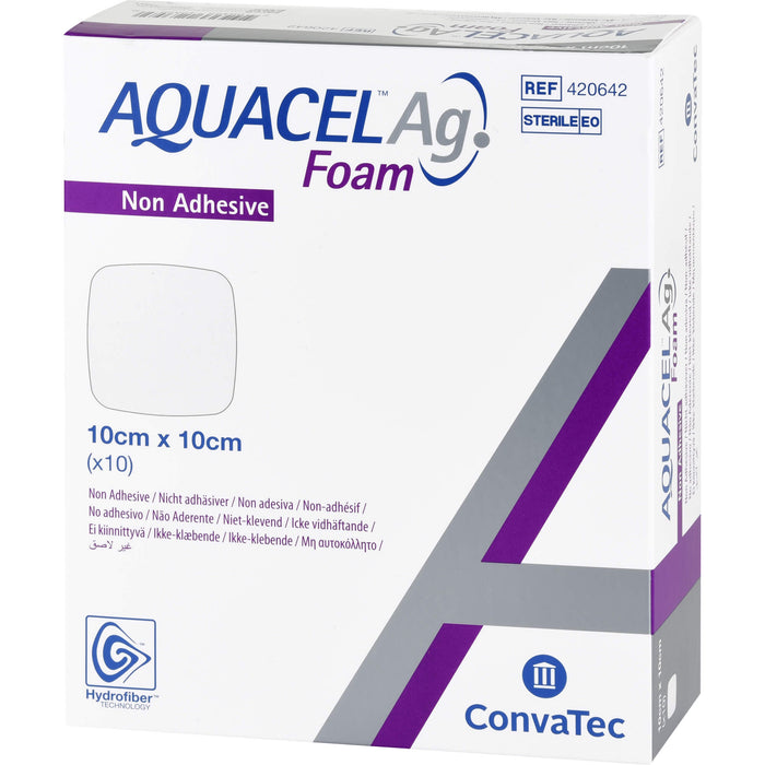 Aquacel Ag Foam nicht adhäsiv 10x10 cm Verband, 10 St VER