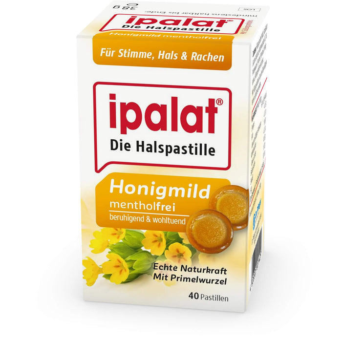 ipalat Halspastillen honigmild mentholfrei, 40 pc Pastilles