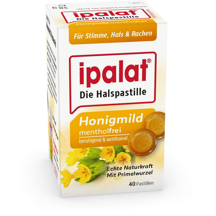 ipalat Halspastillen honigmild mentholfrei, 40 pcs. Pastilles