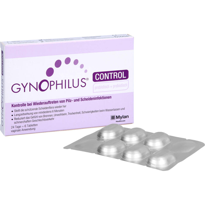 Gynophilus control Tabletten Kontrolle bei Wiederauftreten von Pilz- und Scheideninfektionen, 6 pc Tablettes