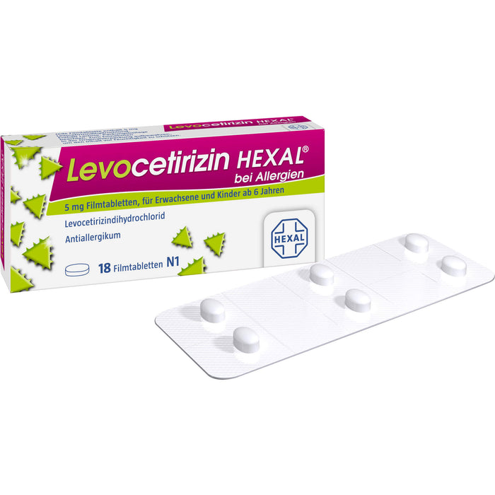 Levocetirizin HEXAL Tabletten bei Allergien, 18 pcs. Tablets