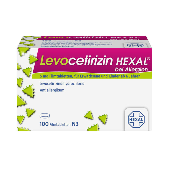 Levocetirizin HEXAL 5 mg Filmtabletten bei Allergien, 100 pc Tablettes