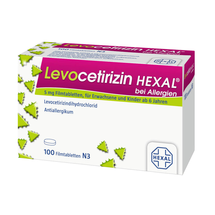 Levocetirizin HEXAL 5 mg Filmtabletten bei Allergien, 100 pc Tablettes